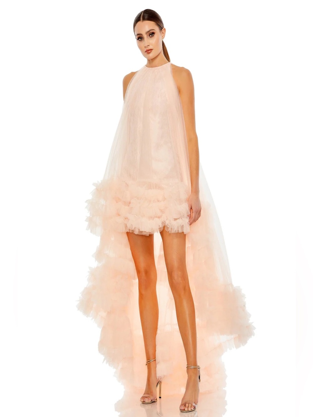 Mac Duggal 68252 NWT Highly Ruffled High Low Tulle Dress